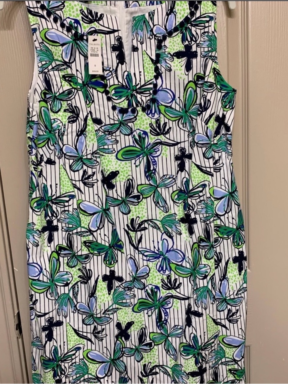 Talbots Sleeveless Midi Dress in White, Green & Blue Floral